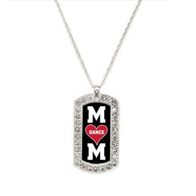 Silver Dance Mom Dog Tag Charm Classic Necklace