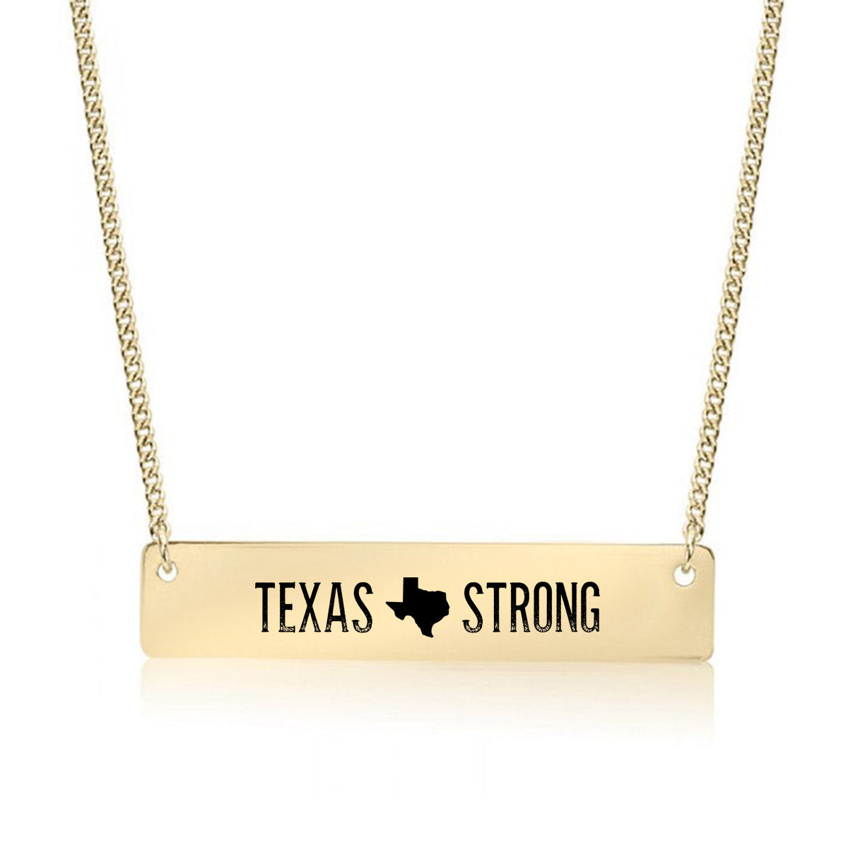 Gold Texas Strong Bar Necklace