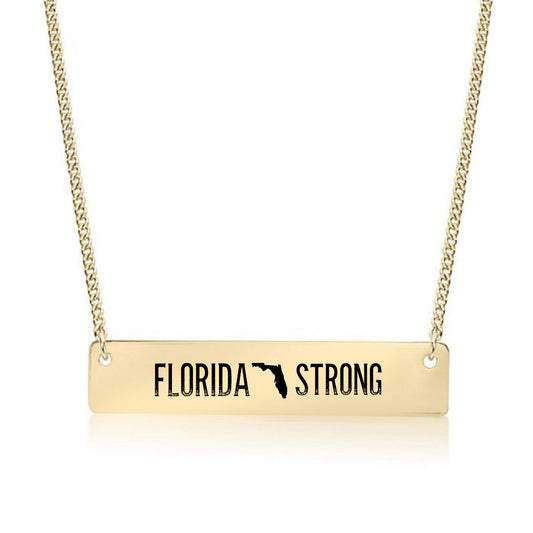 Gold Florida Strong Bar Necklace
