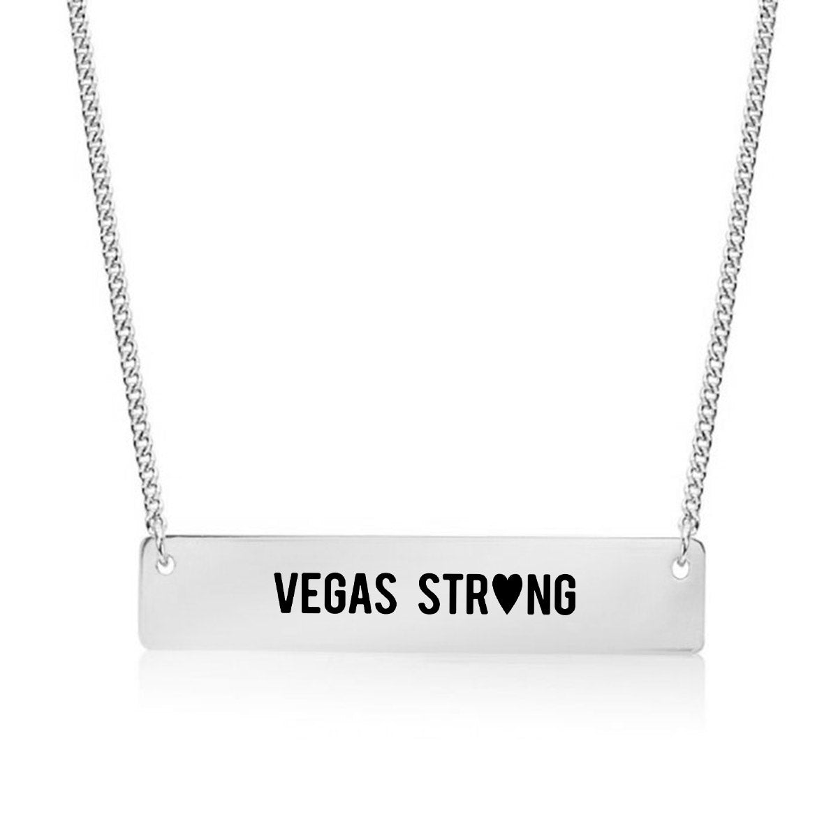 Silver Vegas Strong Bar Necklace
