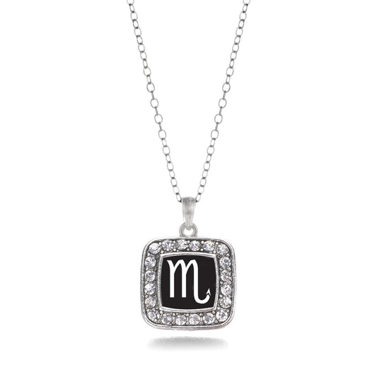 Silver Scorpio Zodiac Square Charm Classic Necklace