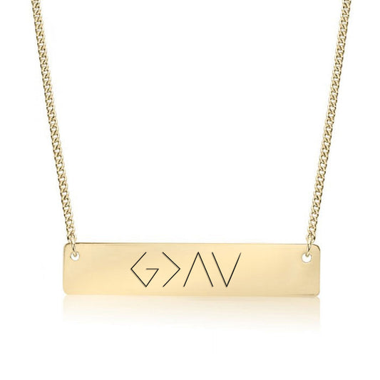Gold God Is Greater Than The Highs And Lows Bar Necklace