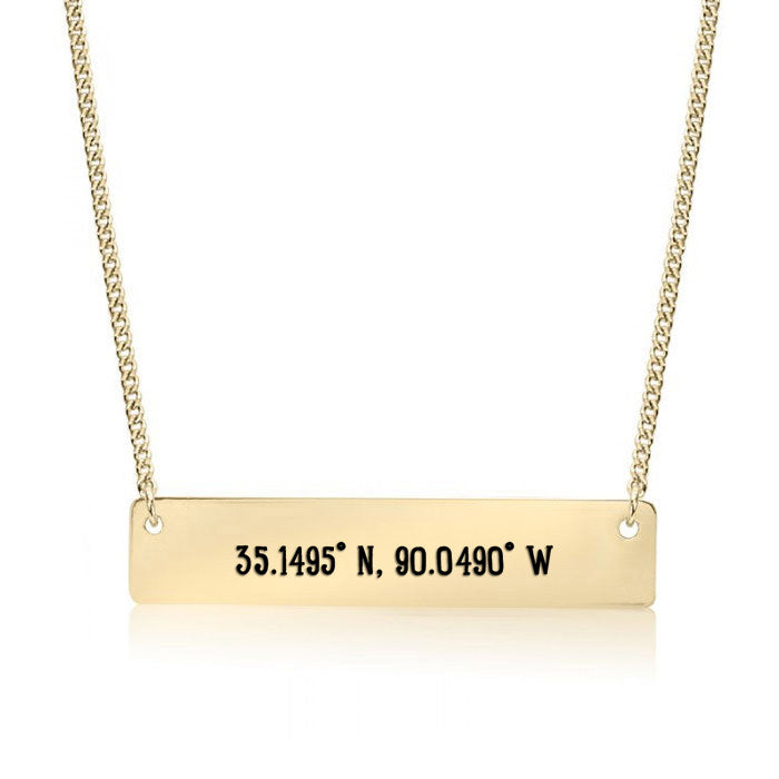 Gold Memphis,TN - Coordinates Bar Necklace