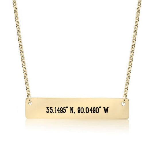 Gold Memphis,TN - Coordinates Bar Necklace