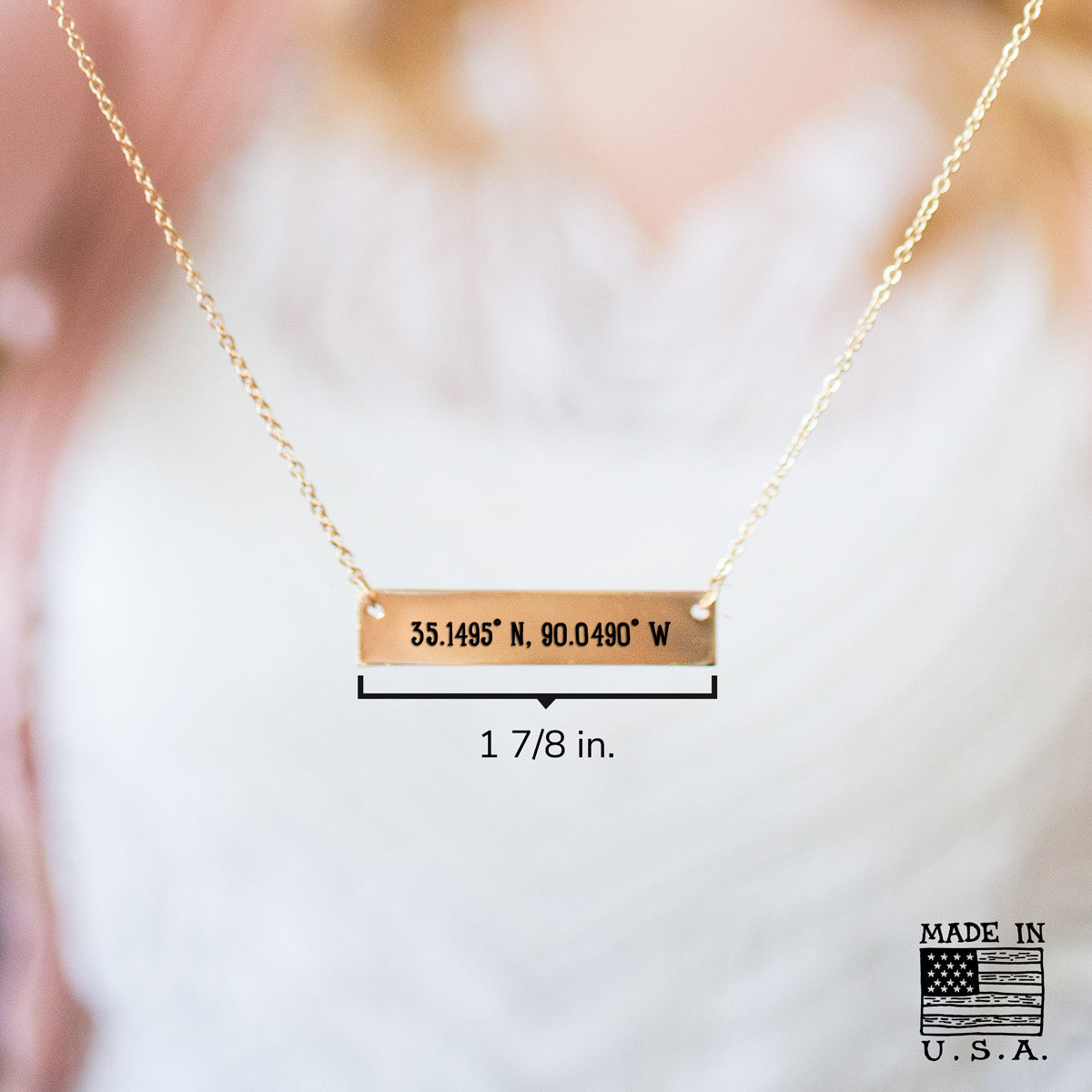 Gold Memphis,TN - Coordinates Bar Necklace