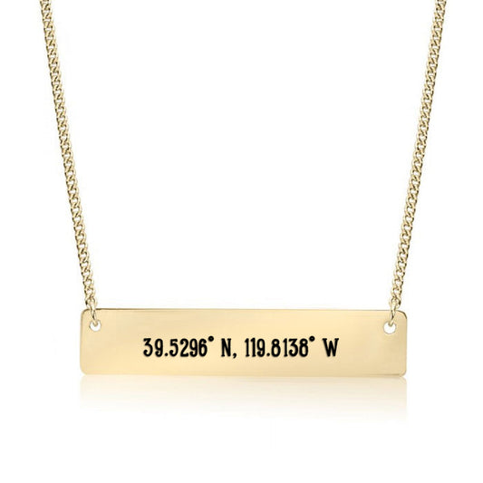 Gold Reno,NV - Coordinates Bar Necklace