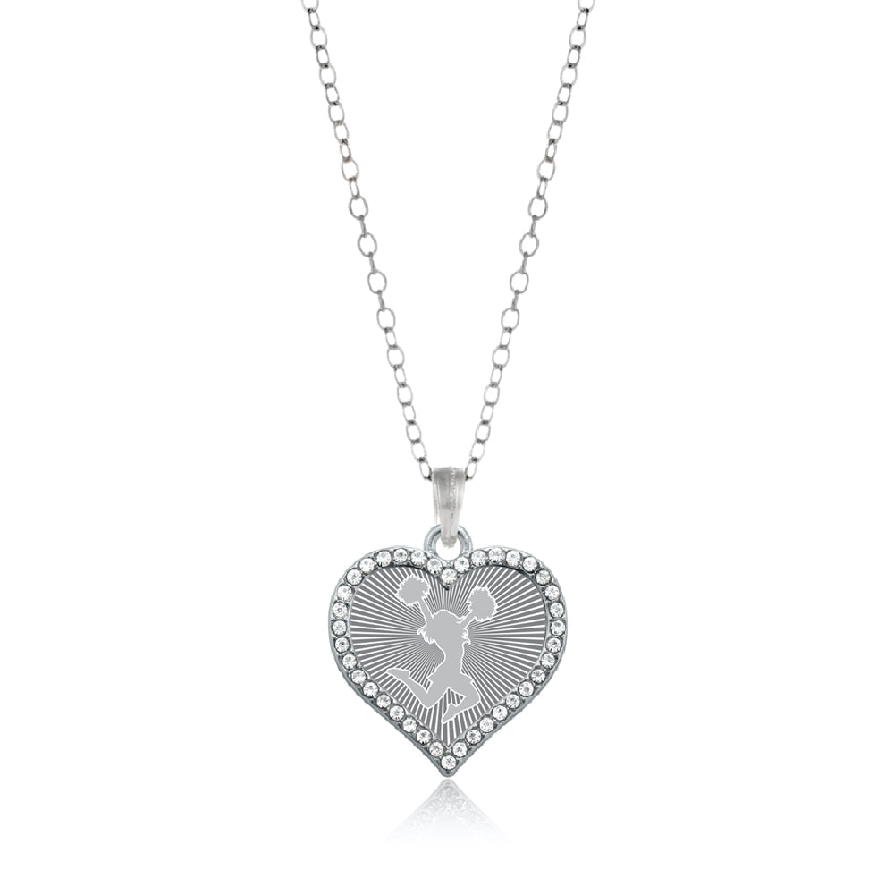 Silver Cheerleader - Gray Open Heart Charm Classic Necklace