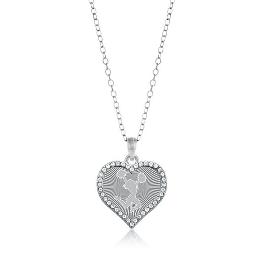 Silver Cheerleader - Gray Open Heart Charm Classic Necklace