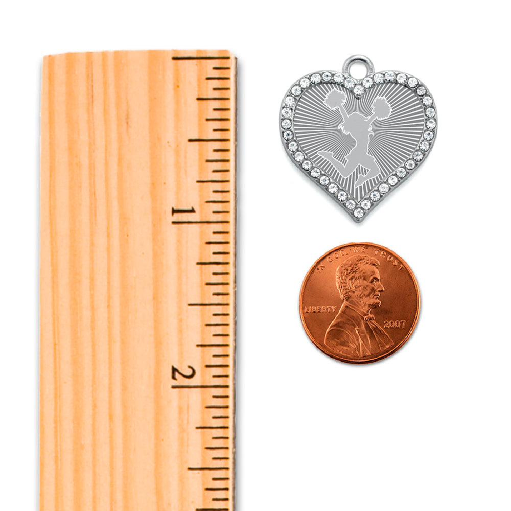 Silver Cheerleader - Gray Open Heart Charm Classic Necklace