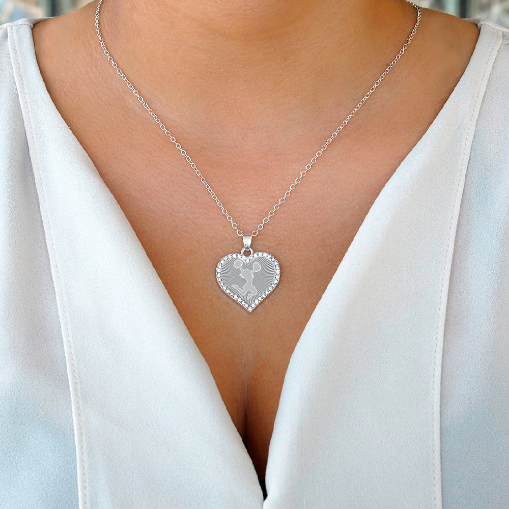 Silver Cheerleader - Gray Open Heart Charm Classic Necklace