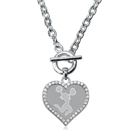 Silver Cheerleader - Gray Open Heart Charm Toggle Necklace