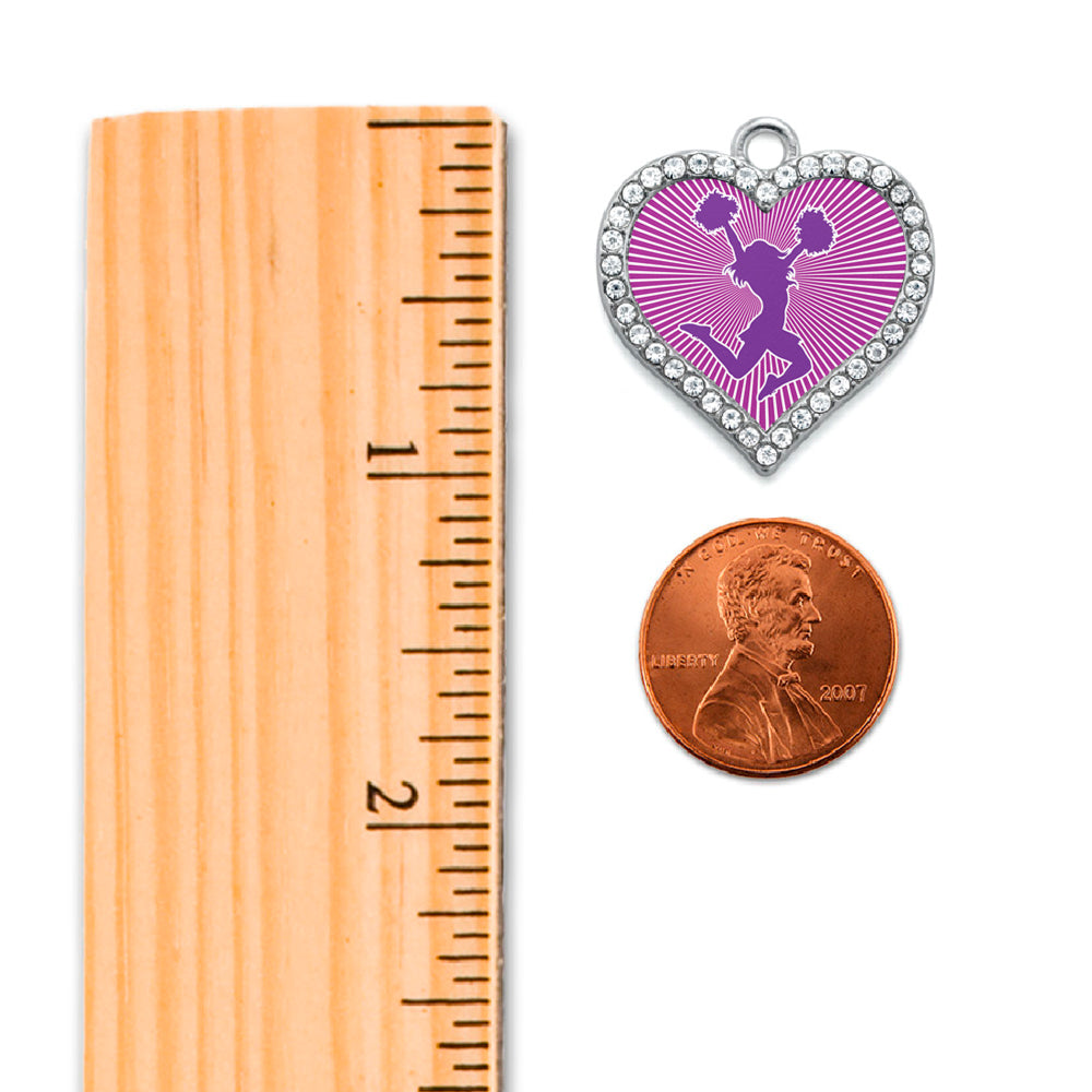Silver Cheerleader - Purple Open Heart Charm Classic Necklace