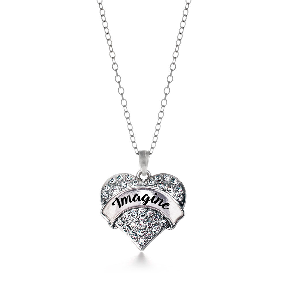 Silver Imagine Pave Heart Charm Classic Necklace