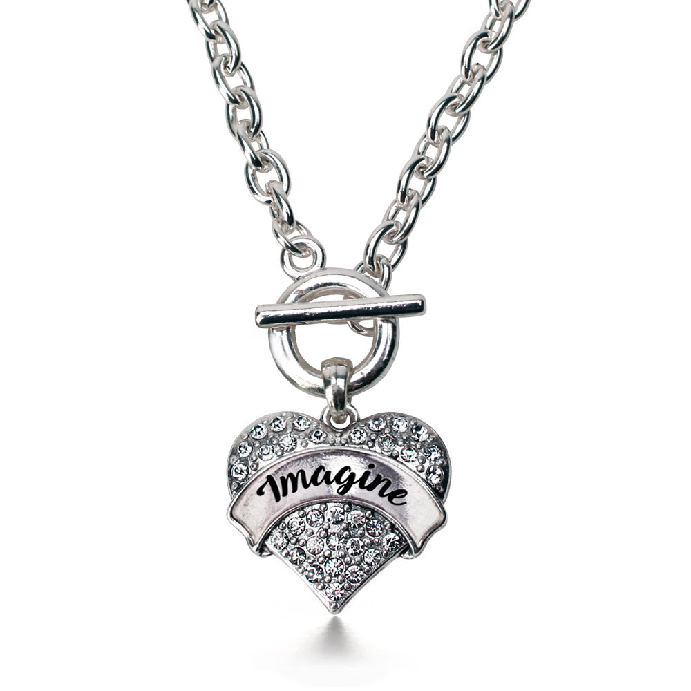 Silver Imagine Pave Heart Charm Toggle Necklace