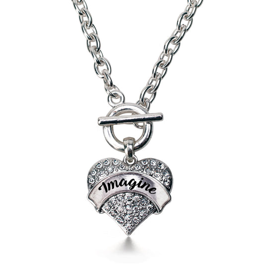 Silver Imagine Pave Heart Charm Toggle Necklace