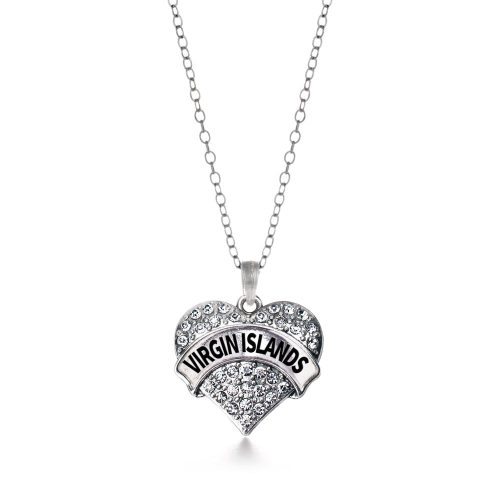 Silver Virgin Islands Pave Heart Charm Classic Necklace