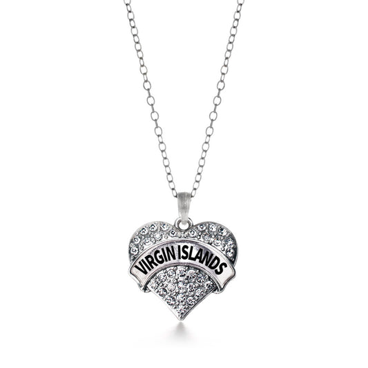 Silver Virgin Islands Pave Heart Charm Classic Necklace
