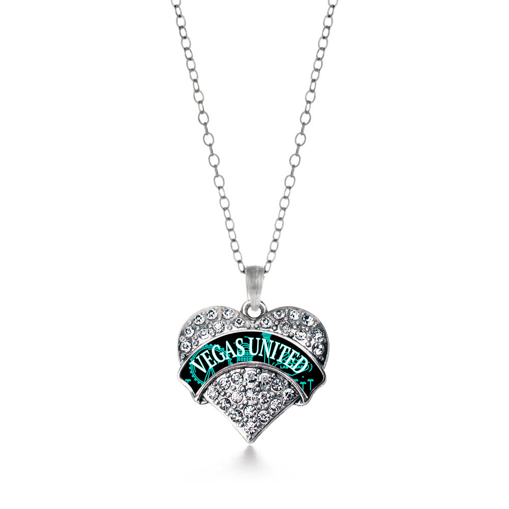 Silver Vegas United - Cityscape Pave Heart Charm Classic Necklace