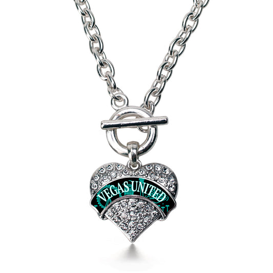 Silver Vegas United - Cityscape Pave Heart Charm Toggle Necklace