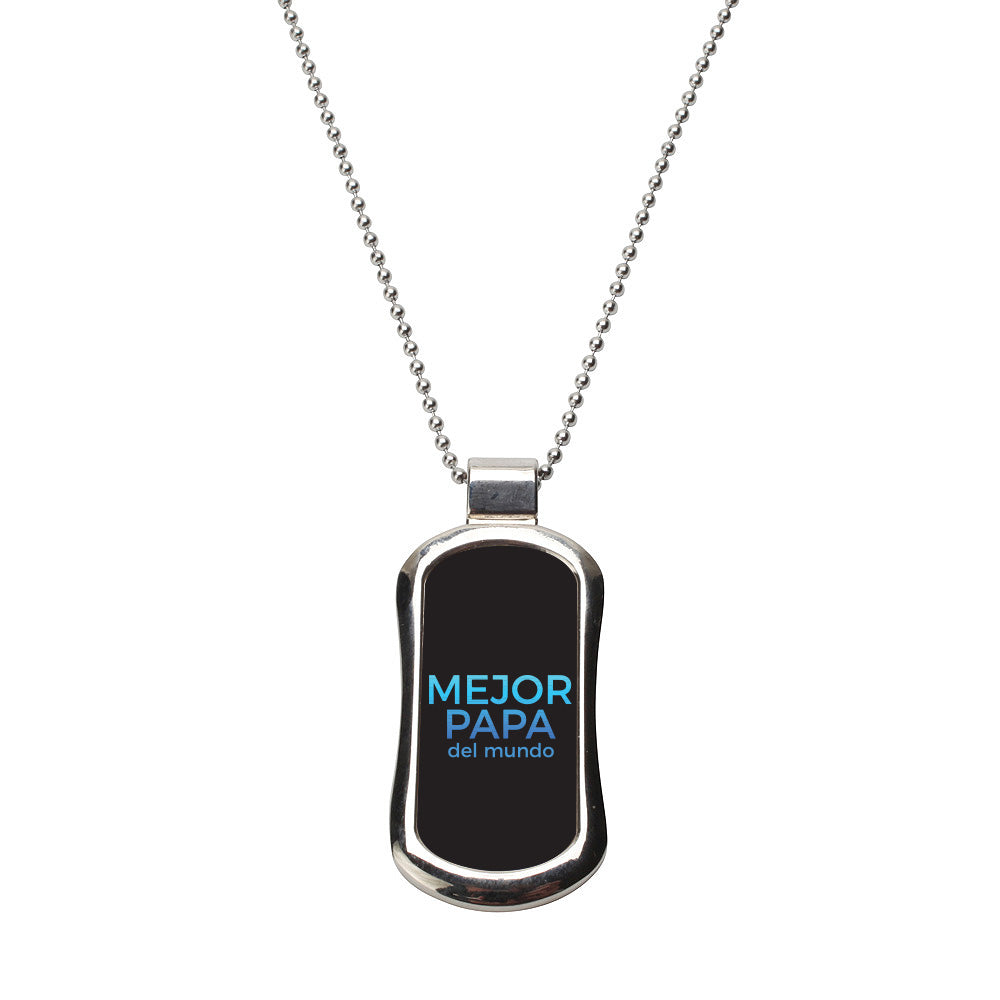 Steel Mejor Papa Dog Tag Necklace