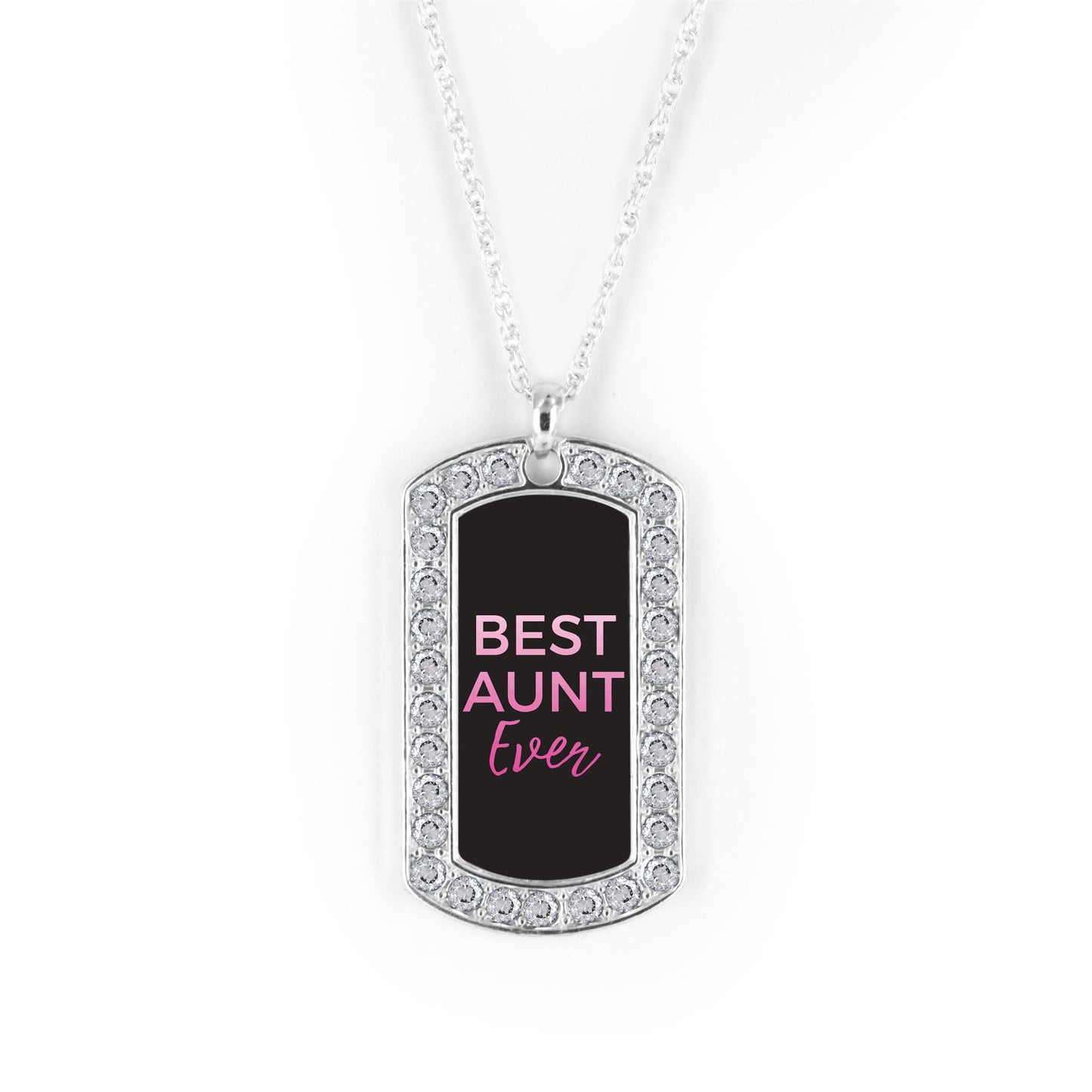Silver Best Aunt Dog Tag Charm Classic Necklace
