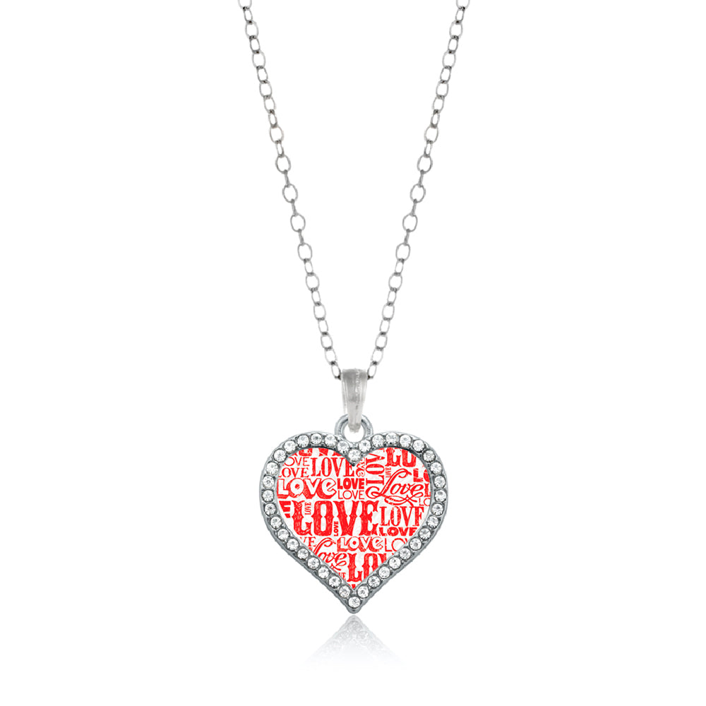 Silver Love Pattern Open Heart Charm Classic Necklace