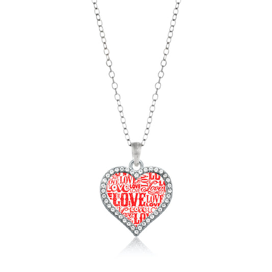 Silver Love Pattern Open Heart Charm Classic Necklace