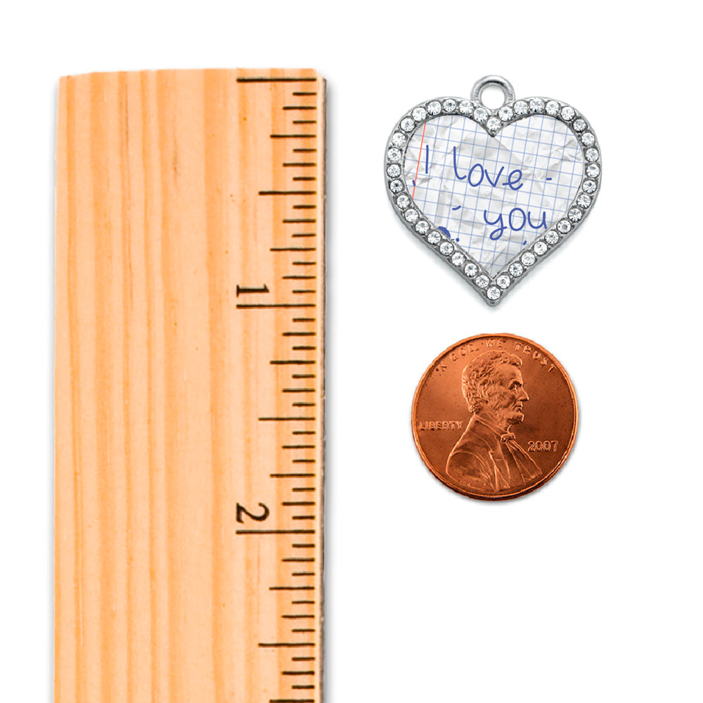 Silver I Love You Note Open Heart Charm Classic Necklace