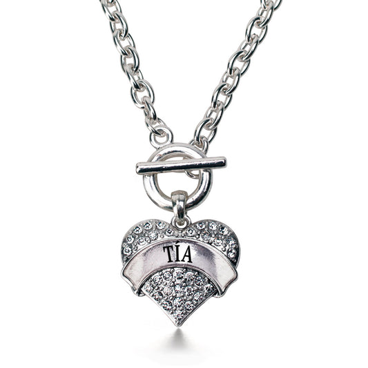 Silver Tía Pave Heart Charm Toggle Necklace