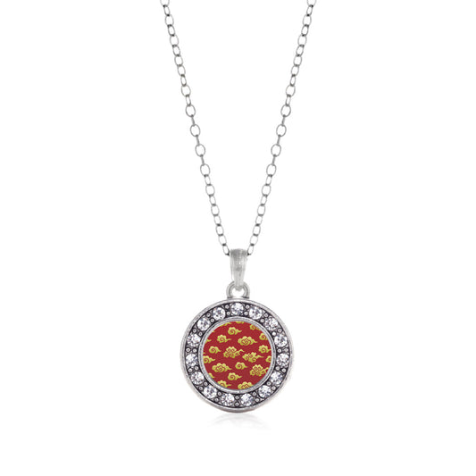 Silver Gold Chinese New Year Cloud Pattern Circle Charm Classic Necklace