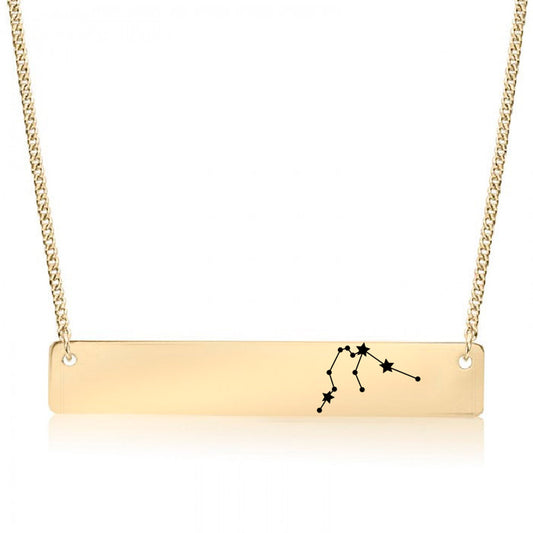 Gold Aquarius Constellation - Zodiac Sign Bar Necklace