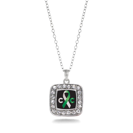 Silver Cervical Cancer Support Square Charm Classic Necklace