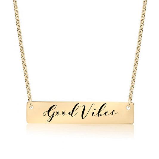 Gold Good Vibes Bar Necklace