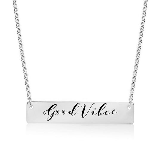 Silver Good Vibes Bar Necklace