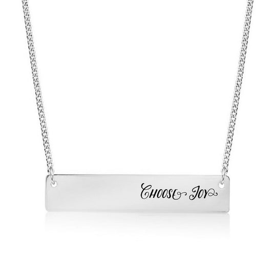 Silver Choose Joy Bar Necklace