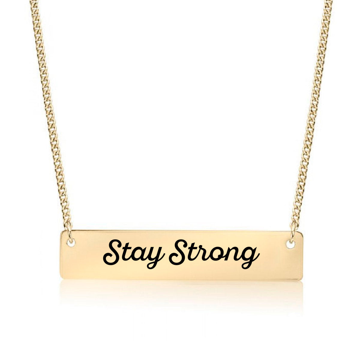 Gold Stay Strong Bar Necklace