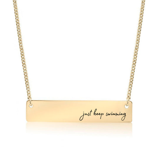Gold just keep swimming Bar Necklace
