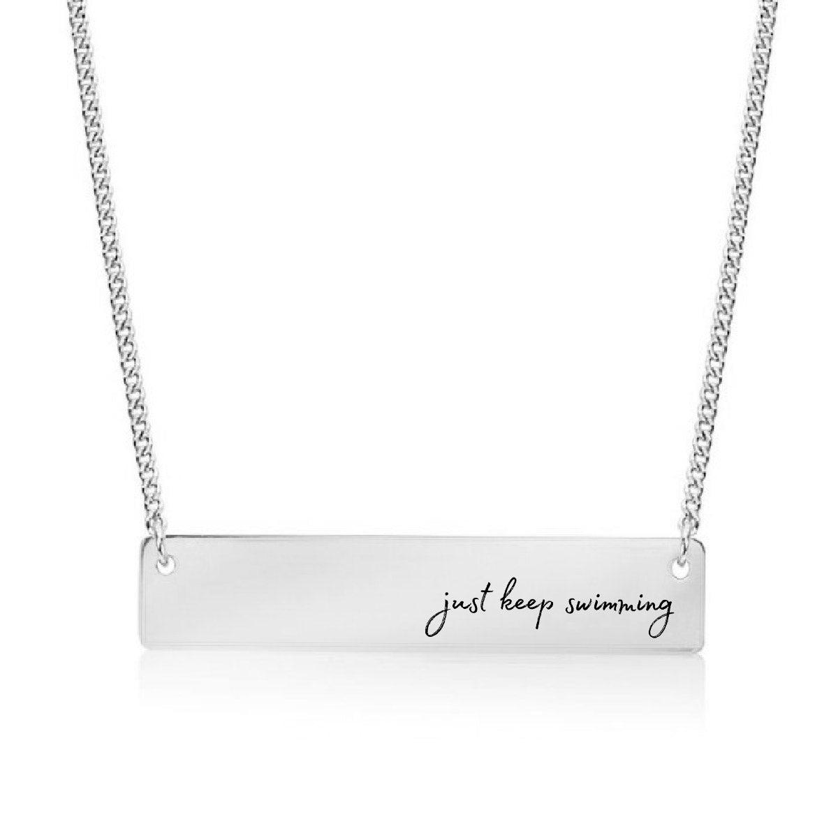 Silver just keep swimming Bar Necklace