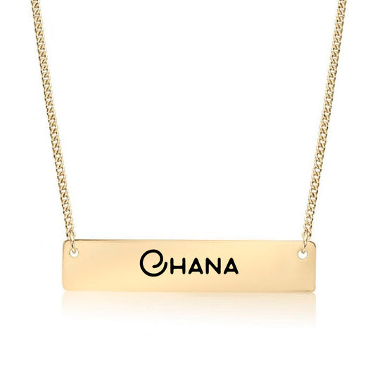 Gold Ohana Bar Necklace