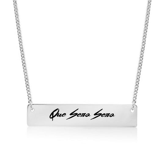 Silver Que Sera Sera Bar Necklace