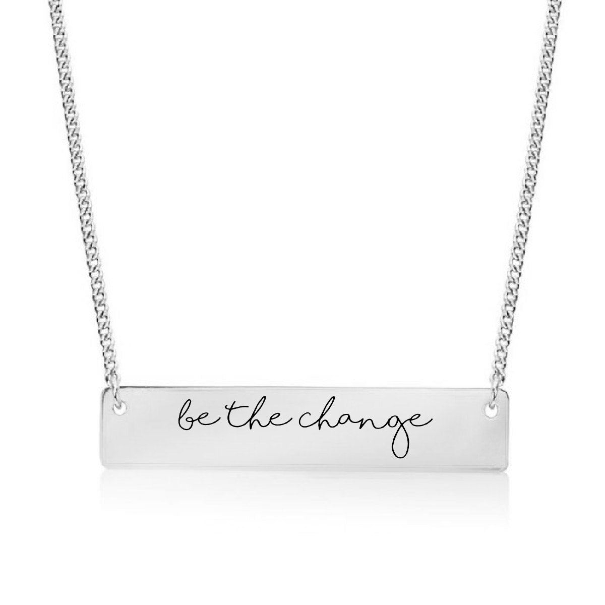 Silver Be the change Bar Necklace