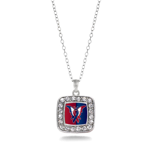 Silver CHD Support Square Charm Classic Necklace