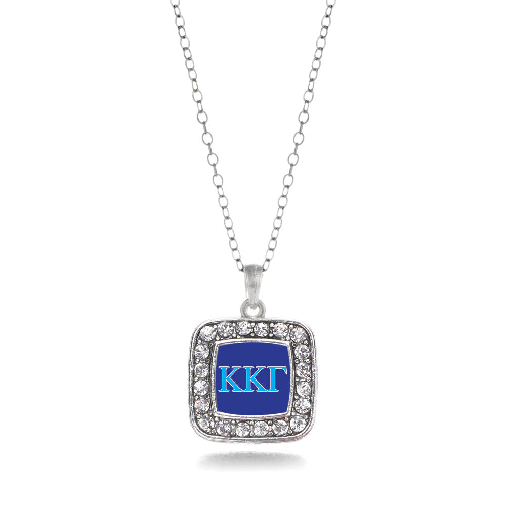 Silver Kappa Kappa Gamma Square Charm Classic Necklace