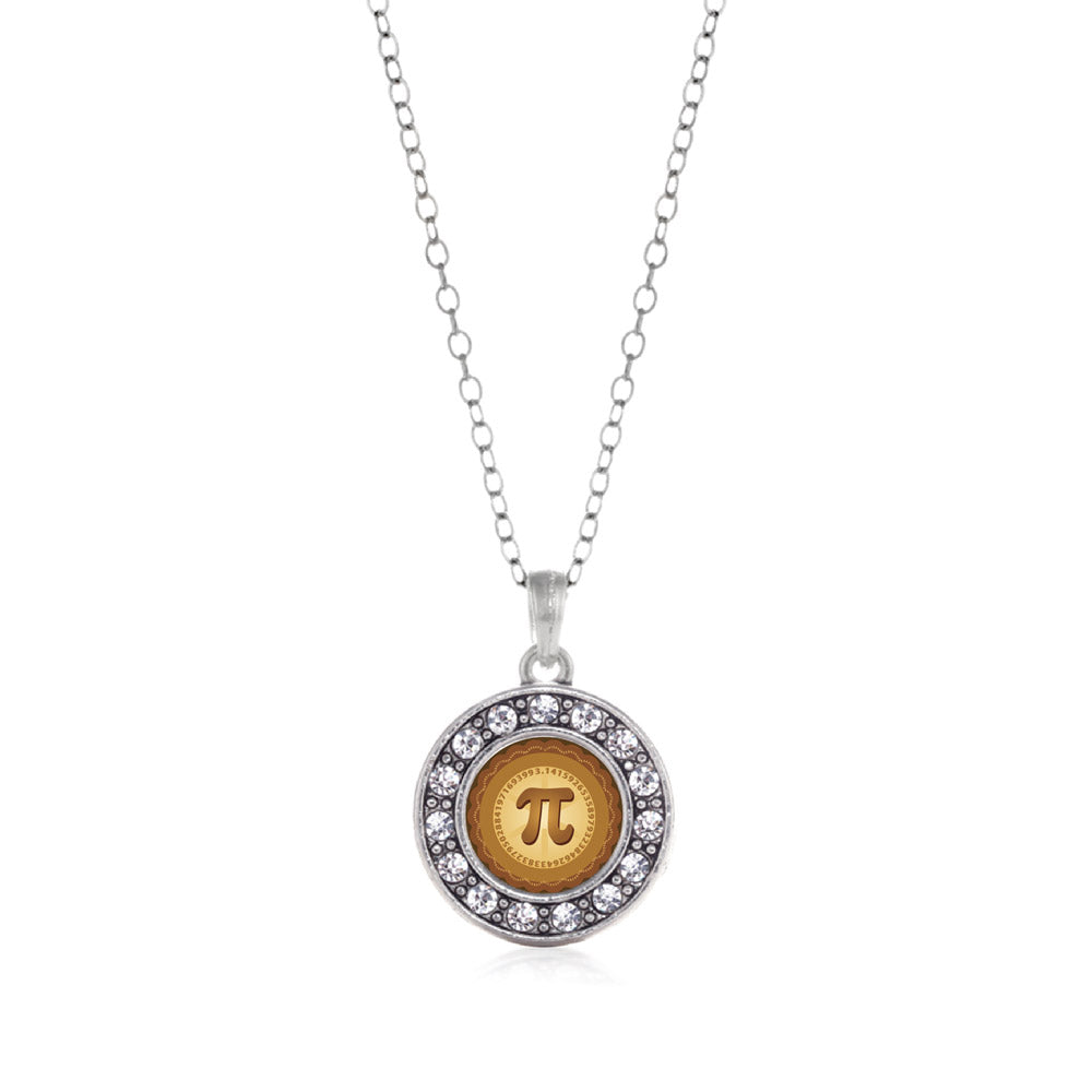 Silver Pi Circle Charm Classic Necklace