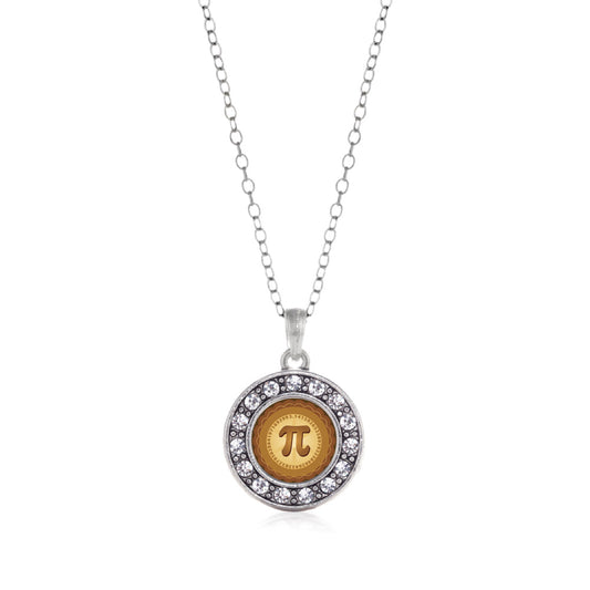 Silver Pi Circle Charm Classic Necklace
