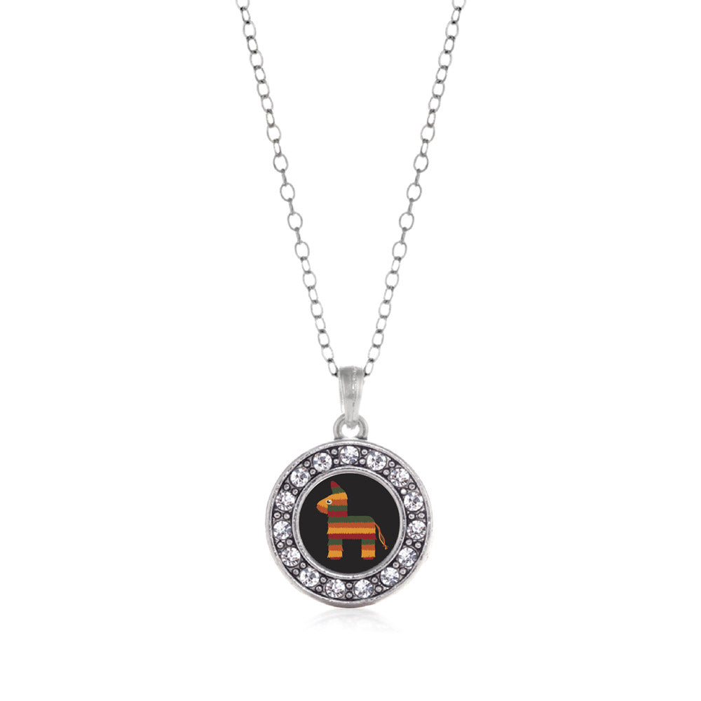 Silver Cute Piñata Circle Charm Classic Necklace