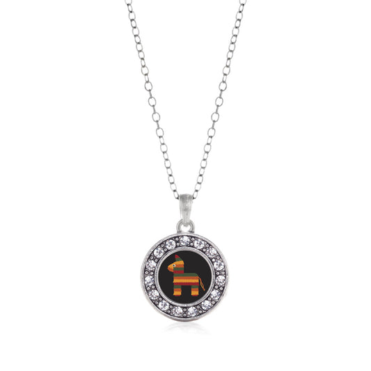 Silver Cute Piñata Circle Charm Classic Necklace