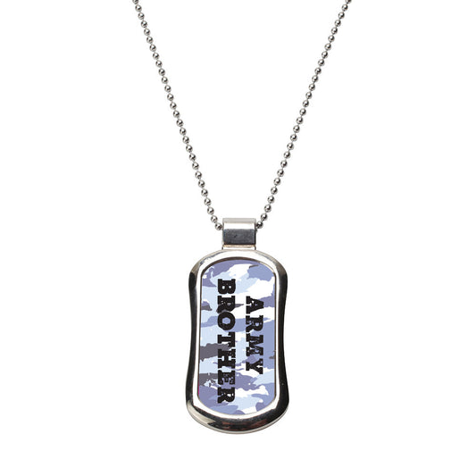 Steel Army Brother - Blue Camo Dog Tag Necklace