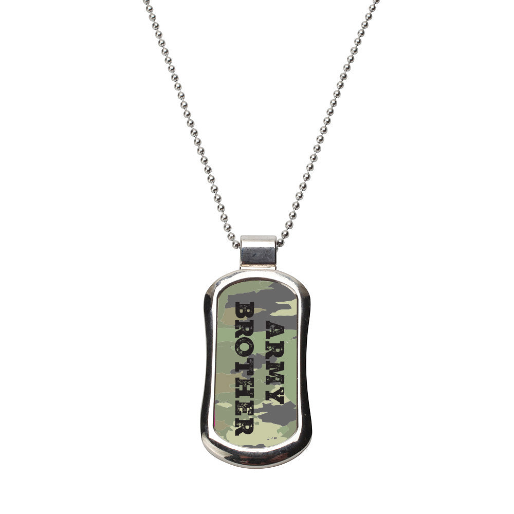 Steel Army Brother - Green Camo Dog Tag Necklace