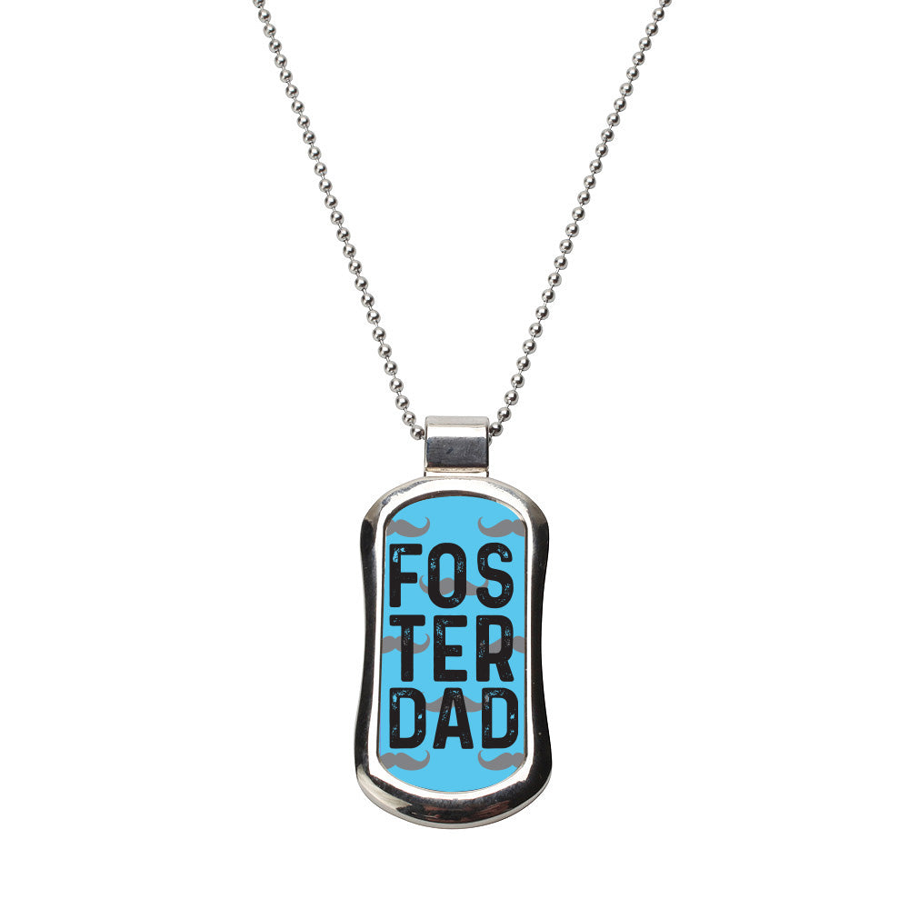 Steel Foster Dad Dog Tag Necklace